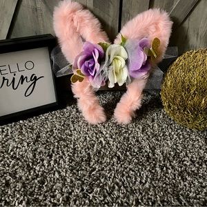 Pink floral furry Easter bunny’s ear’s